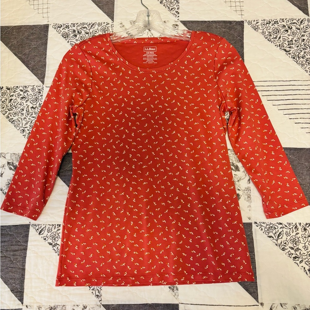 LLBean Supima Cotton 3/4 Sleeve Top Size XS Never Worn!